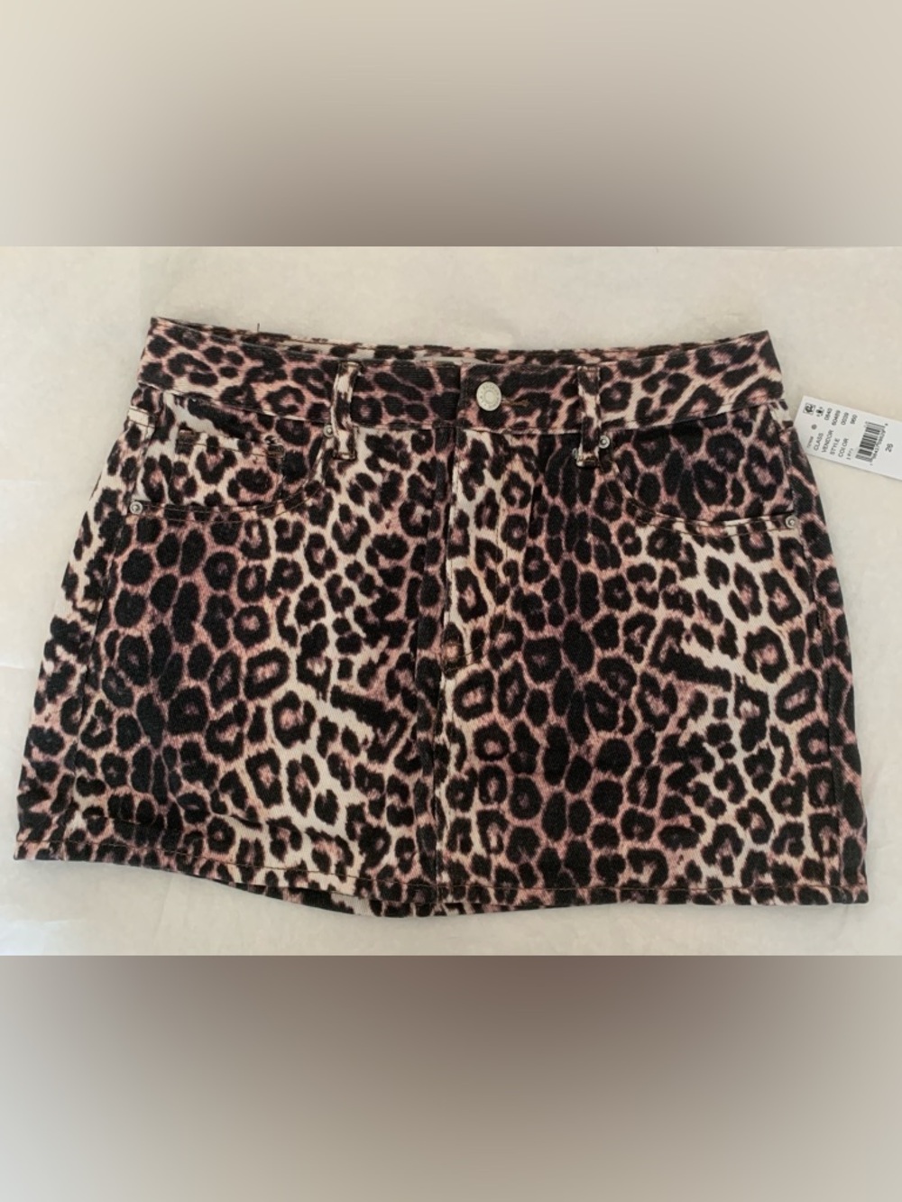 PacSun Pink Leopard Print Denim Mini Skirt NWT Size 26 Animal Print L039